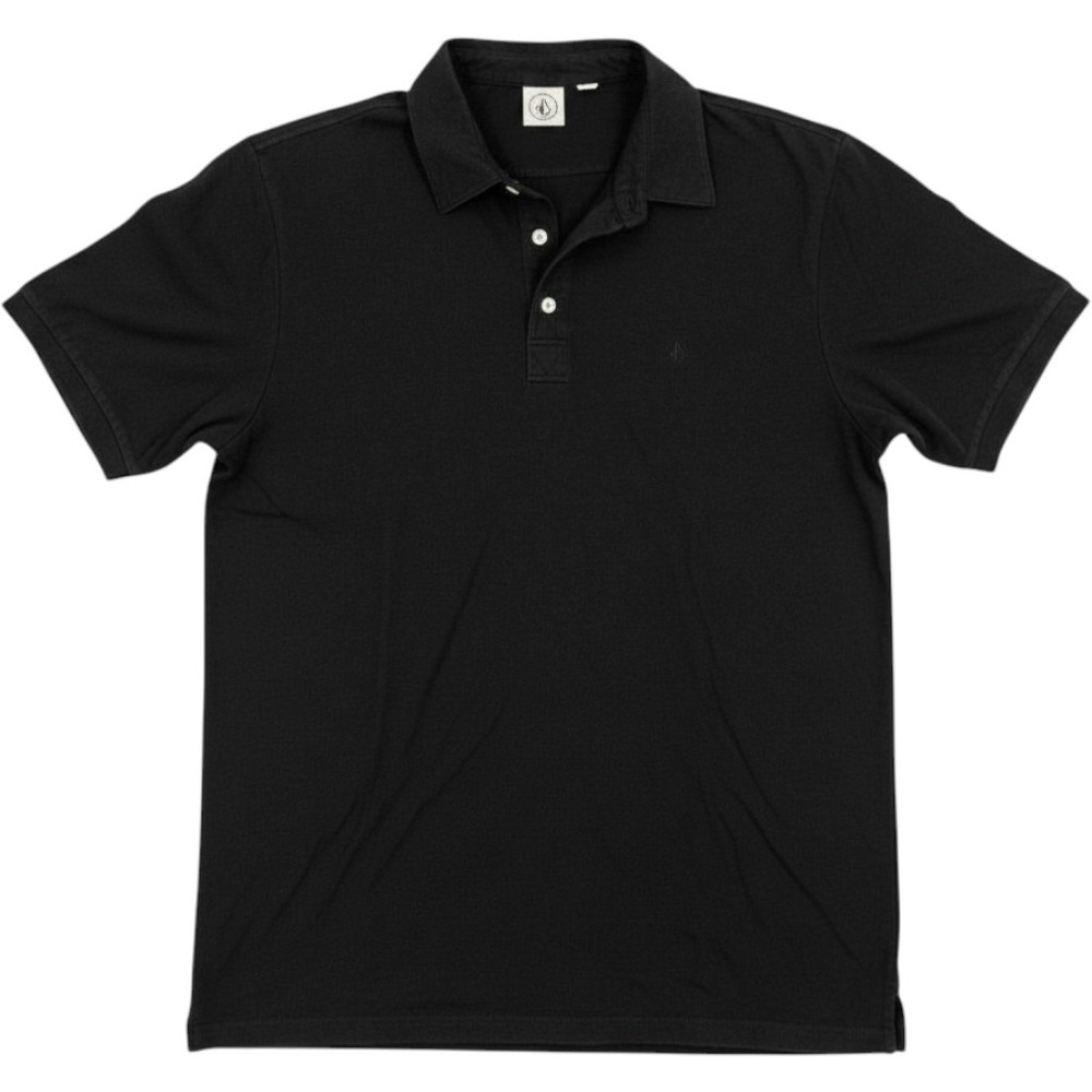 Volcom Mens Black Short Sleeve Polo‎ Shirt Solid Stone Logo Size XL